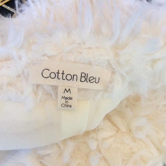 Cotton Bleu Ivory Cream Fuzzy Faux Fur Jacket Coat - Picture 2 of 8
